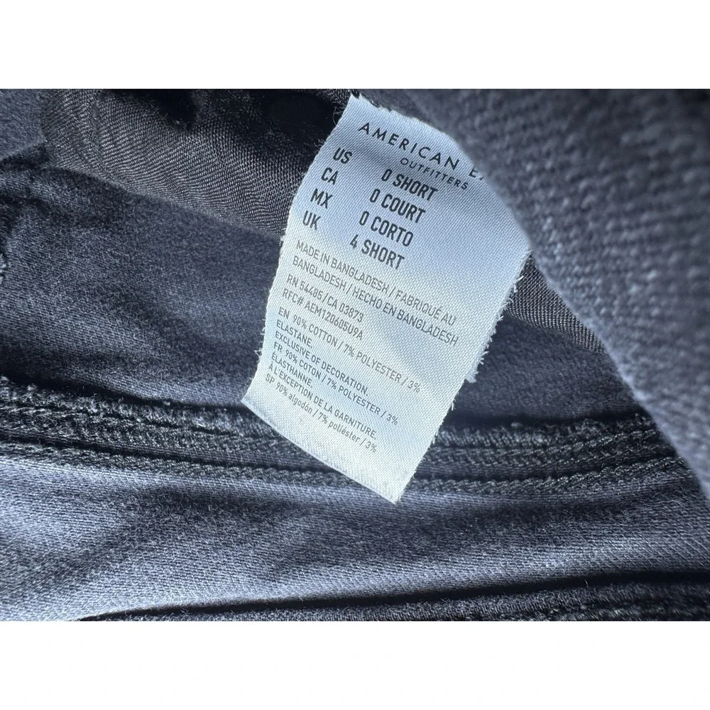 American Eagle Womens Sz 0 ‎ Straight Crop Jeans Black Regular Button Fly